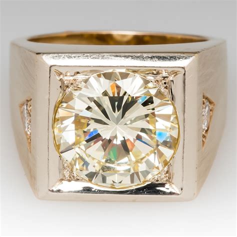 10 Carat Diamond Vintage Mens Ring Heavy 14k Gold