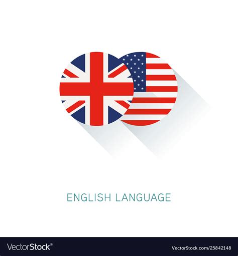 English Language Icon Usa Uk Flags Royalty Free Vector Image