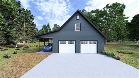 28 X 28 Cape Style Garage With Loft And Carport Etsy