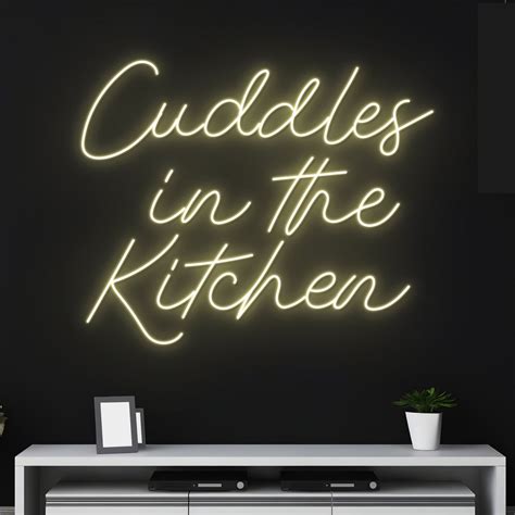 Custom Cuddles In The Kitchen Neon Sign Custom Quote Name LED Light Kitchen Neon Light Room