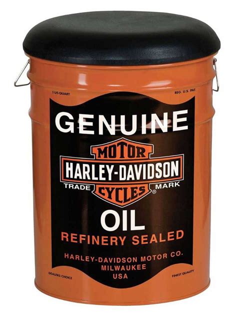 Harley Davidson Genuine Oil Can Bucket Stool Steel Barrel Gal Hdl
