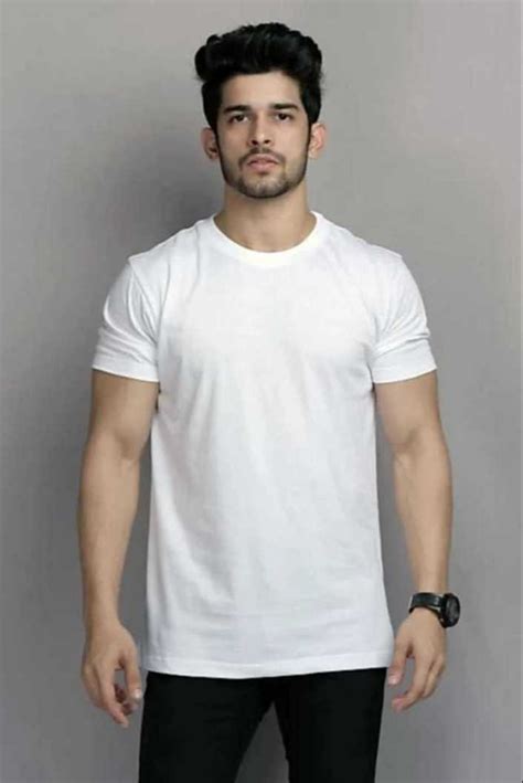 Round Half Sleeve Mens White Plain Cotton T Shirt Rs 120 Piece Id