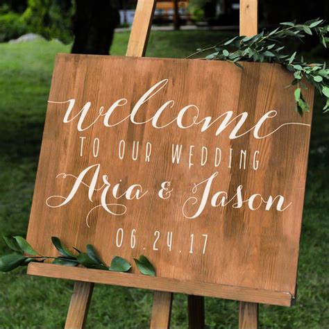 Simple Personalized Wedding Welcome Sign Names And Date Wall Decal