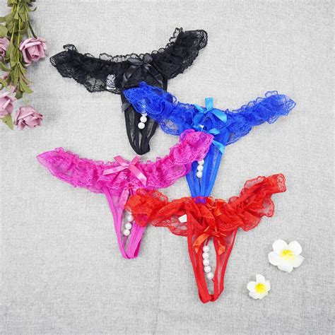 3pcs Lots Tangas Women Sexy Erotic Pearl Panties Lace G String Micro Thong For Sex Intimate