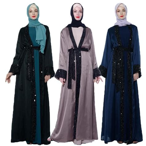 Dubai Muslim Women Open Kimono Abaya Maxi Dress Cardigan Robe Kaftan
