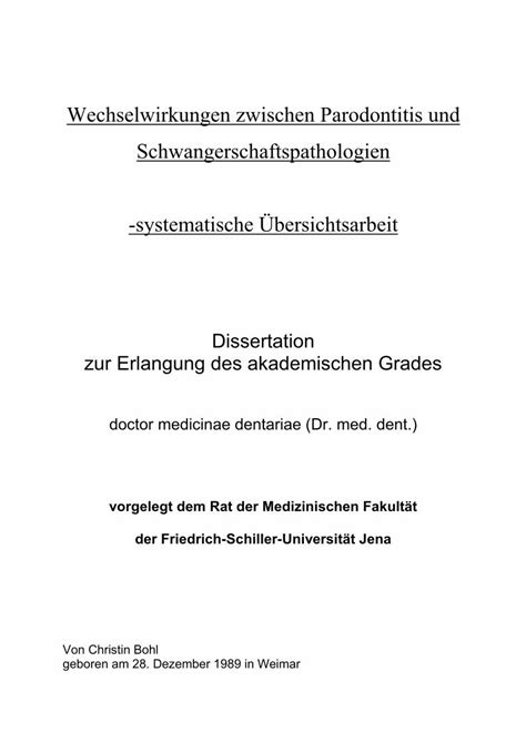 PDF Wechselwirkungen Zwischen Parodontitis Und Parodontitis Marginalis Bei Patienten Mit