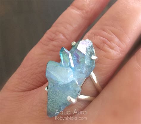 New Aqua Aura Quartz Crystal Ring Set In Sterling Silver Robyn Nola