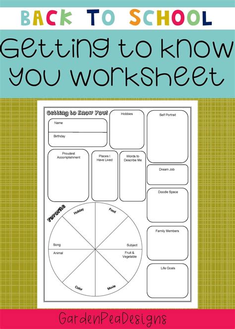 Getting To Know Your Students Worksheet