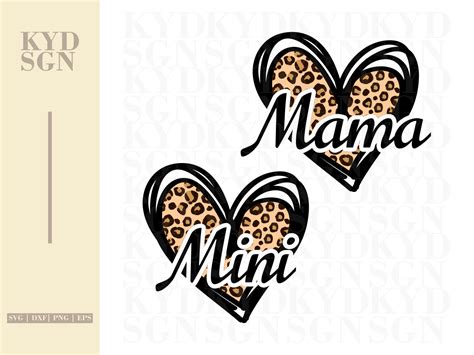 Mama Mini Leopard Heart SVG Vectorency