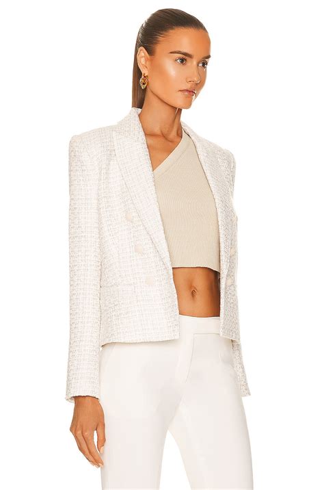 L Agence Brooke Double Breasted Cropped Blazer In Ivory Fwrd