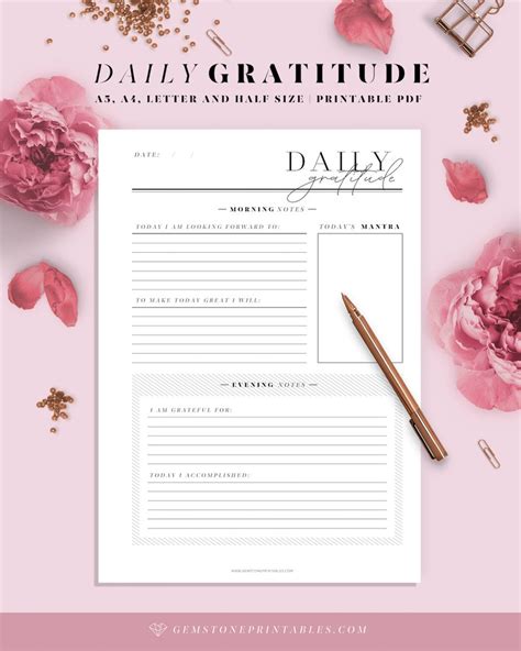 Gratitude Journal Printable Planner Inserts Daily Gratitude Etsy