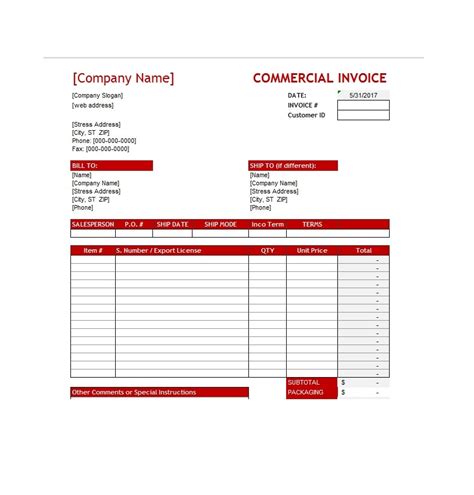 commercial invoice template download printable pdf templateroller porn sex picture