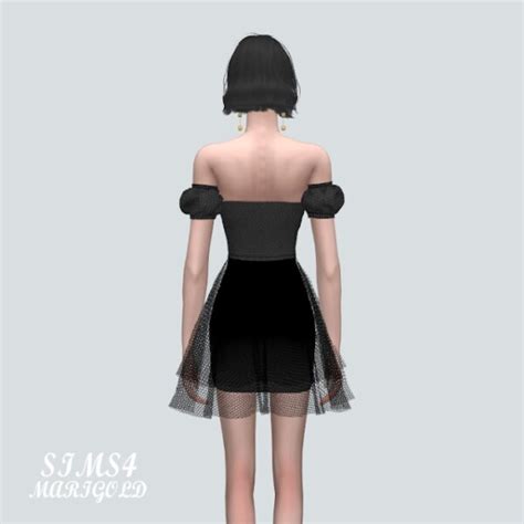 Nn Off Shoulder Mini Dress From Sims4 Marigold • Sims 4 Downloads