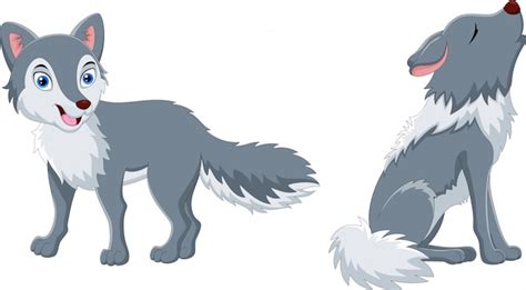 Premium Vector Cute Wolf Cartoon And Wolf Howling