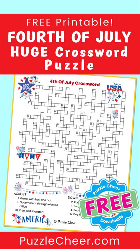 Fourth Of July Crossword Puzzle Puzzle Cheer