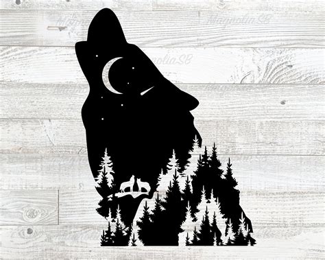 Howling Wolf Svg Dxf Wolf Head Silhouette Clip Art Wolf Etsy