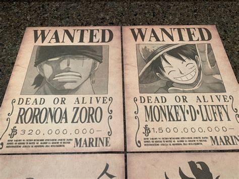 One Piece Luffy Zoro Wano Wanted Posters HIGH QUALITY Bounty Anime Manga Print Collectibles
