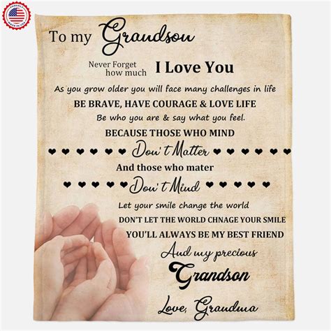 Letter To My Grandson Custom Grandson Blanket Custom Etsy