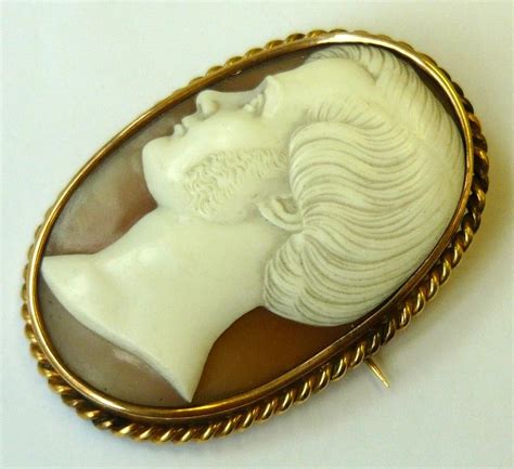 Antique Victorian 12k Yellow Gold Shell Cameo Brooch Pendant Prince