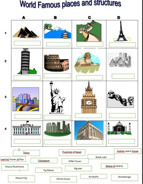 The World Famous Places And Structures Worksheet