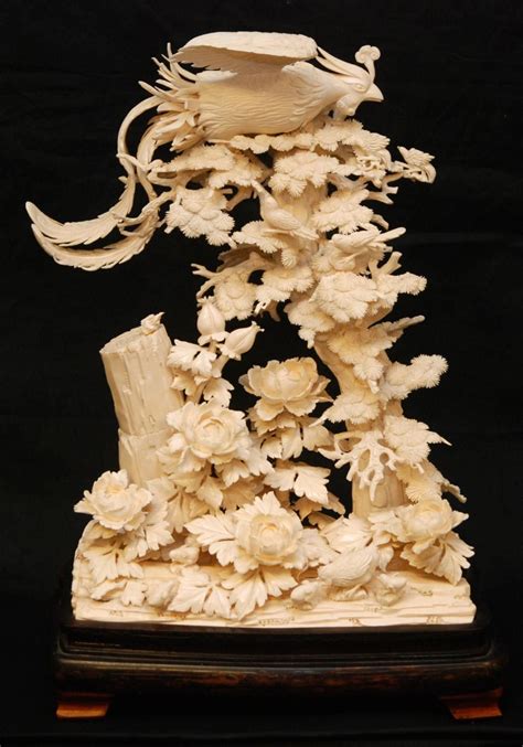 19th Century Chinese Ivory Carving Of Mythical Phoenix Bird