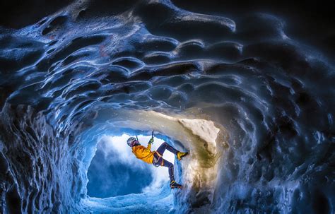 Climbing In A Glacial Ice Cave In The Alps ~ Arhguz