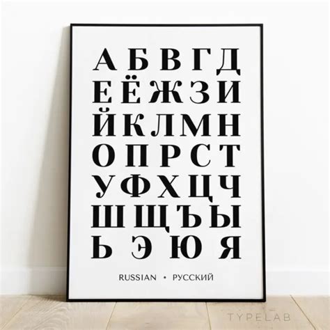 Russian Alphabet Print Russia Language Chart Poster Cyrillic Wall Art
