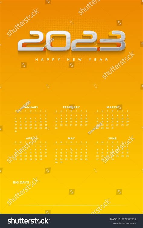 Calendar Year 2023 Soft Bright Yellow Stock Vector Royalty Free