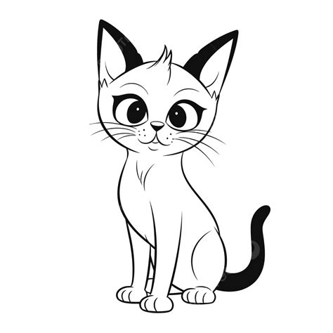 Cute Coloring Page Siamese Cat Outline Sketch Drawing Vector Siamese