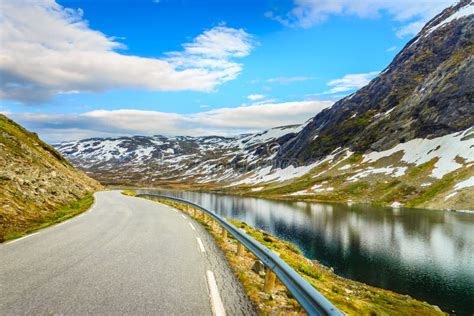 Road Landscape In Norwegian Mountains Stock Photo Image Of Camp
