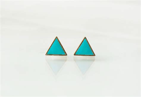 Turquoise Triangle Stud Earrings Etsy