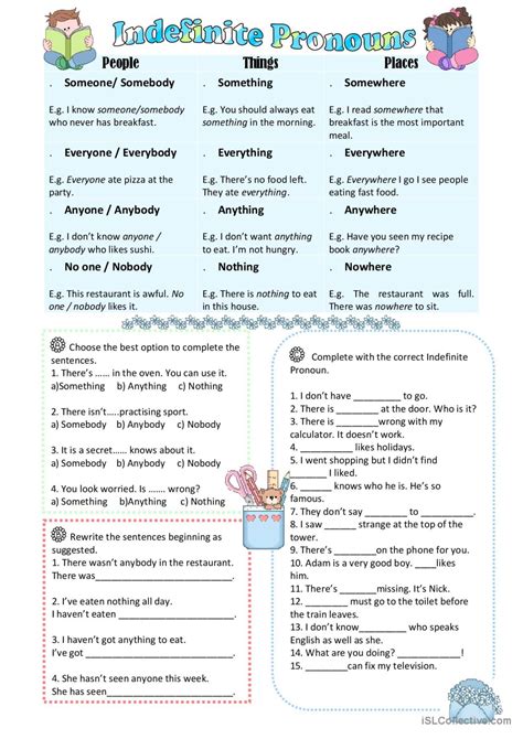 Indefinite Pronouns English Esl Worksheets Pdf And Doc