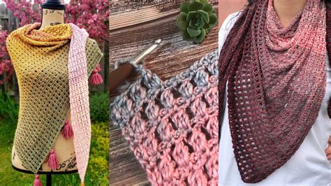 lisanne shawl triangle scarf asymmetrical crochet tutorial right handed youtube