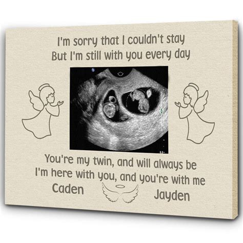 Twin Miscarriage Memorial Personalized Sonogram Canvas In Loving Me