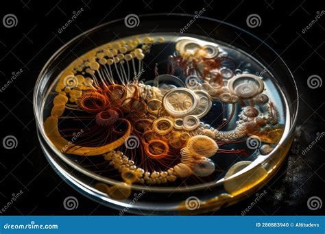 Bacterial Colonies Growing In Petri Dish With Dramatic Zooming And