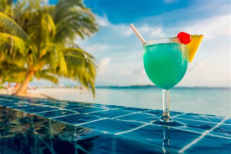 Cocktails Sea Swimming Pool Palm Trees Tropical Wallpapers Hd