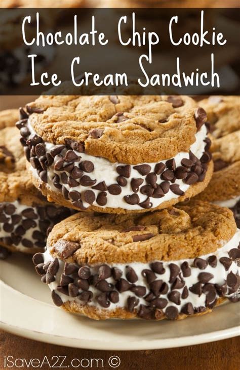 This mint ice cream recipe uses fresh, everyday ingredients everyone knows ice cream is even better with toppings! Chocolate Chip Cookie Ice Cream Sandwich - iSaveA2Z.com