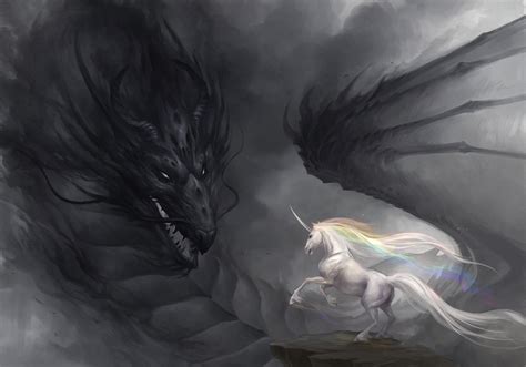 Art Dragon Unicorn Rainbow Gloom Wallpapers Hd Desktop And Mobile