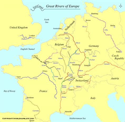 Printable Europe Rivers Map Map Of European Rivers Pdf