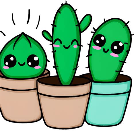 Cute Cacti Kawaii Chibi Graphic · Creative Fabrica