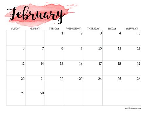 February 2022 Calendar Printable Landscape