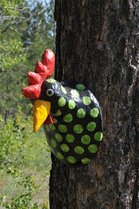This paper mache craft is a head shaped on a bottle (neck). Faux Taxidermy Rooster//Paper Mache Animal Head// Paper ...
