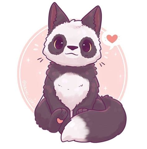 Mix Panda And Fox Cute Kawaii Drawings Cute Animal Drawings Animal