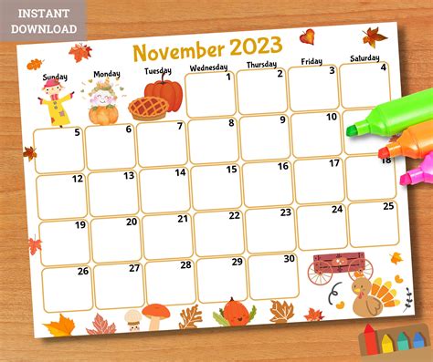 November 2023 Calendar Monthly Printable Get Calender 2023 Update