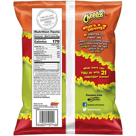Hot Cheetos Nutrition Label