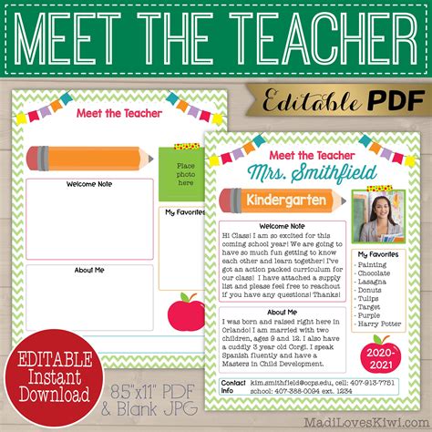Editable Meet The Teacher Template Printable Welcome Letter Etsy In Meet The Teacher