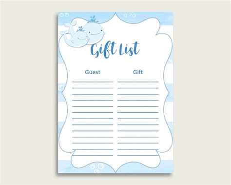 Apr 29, 2021 · here are free printable baby shower games! Whale Baby Shower Gift List, Blue White Gift List ...