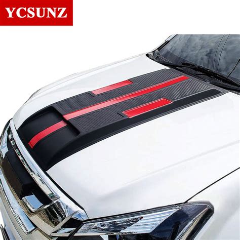 Bonnet Hood Scoop Cover Matte Black Red 1pc Fit Isuzu D Max Holden