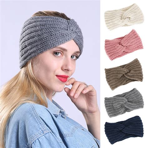 Wool Winter Knitted Twist Headbands Women Fashion Elastic Warm