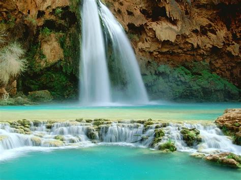 Waterfall In Arizona Havasu Falls Desktop Wallpaper Hd